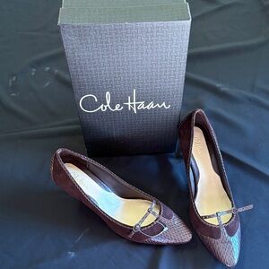 Brand New Cole Haan Women's Brown Suede & Leather Heels